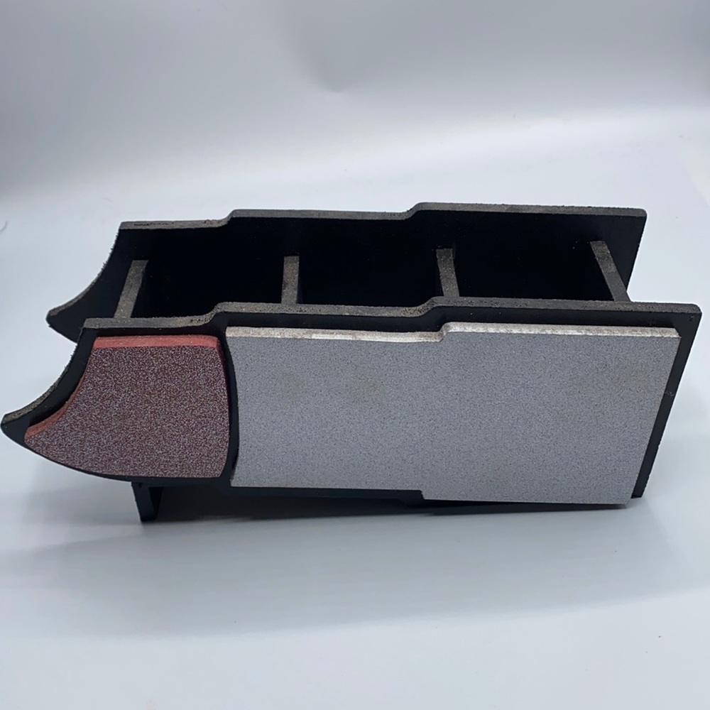 Wood makeup brush organizer with 3 compartments